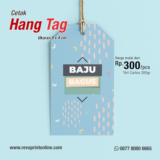 Cetak Hangtag Art Carton Per A3 Ukuran 8 X 4 Cm Revo Print Online