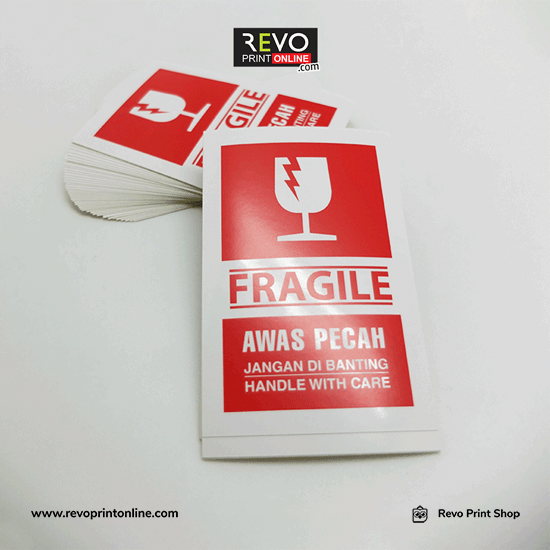 Sticker Label Fragile Ukuran 6 x 9 cm | Revo Print Online