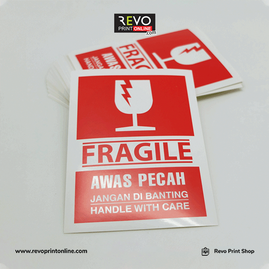 Sticker Label Fragile Ukuran 9 x 12 cm | Revo Print Online