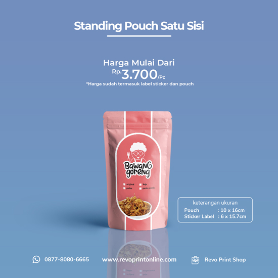 Standing Pouch Ukuran 10 X 16 Satu Muka Revo Print Online