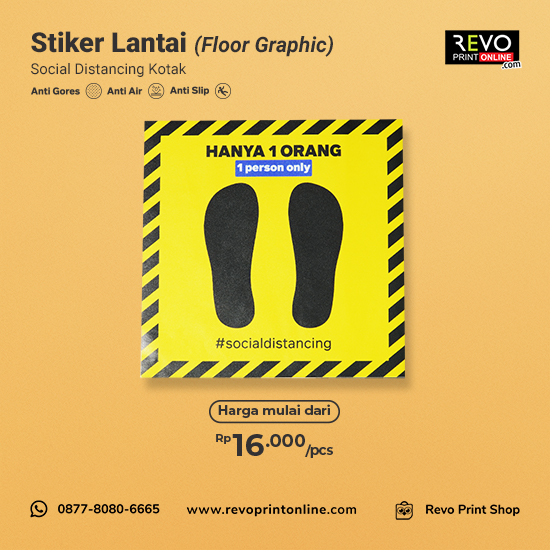 Stiker Lantai Social Distancing Kotak (30x30cm)