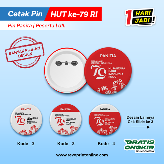 Pin Kemerdekaan Nama Peserta Panitia | Pin HUT 79 RI