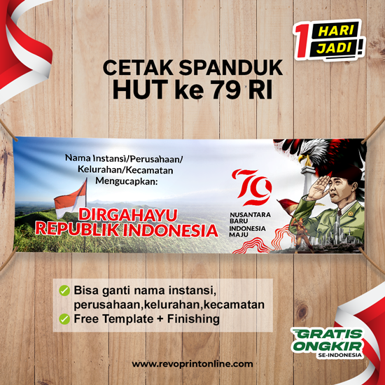 Spanduk HUT ke 79 Kemerdekaan RI  | Bahan Flexi