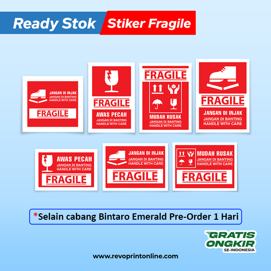 Cetak Stiker Fragile Pengiriman