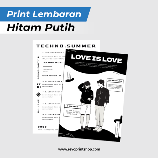 Print Hitam Putih Lembaran Art Carton/Art Paper Dll.